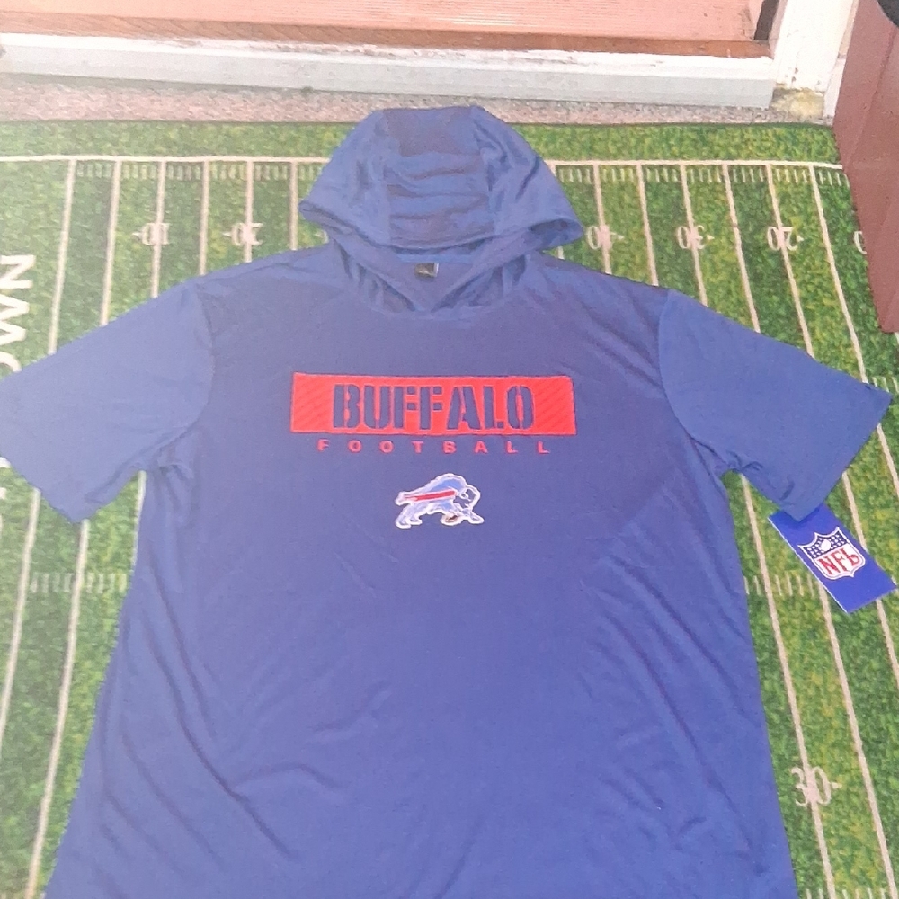 Buffalo Football Blue Dri Fit Athletic Hoodie T-Shirt NWT